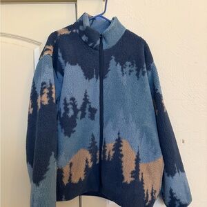 Old Navy Blue and Tan Sherpa Jacket